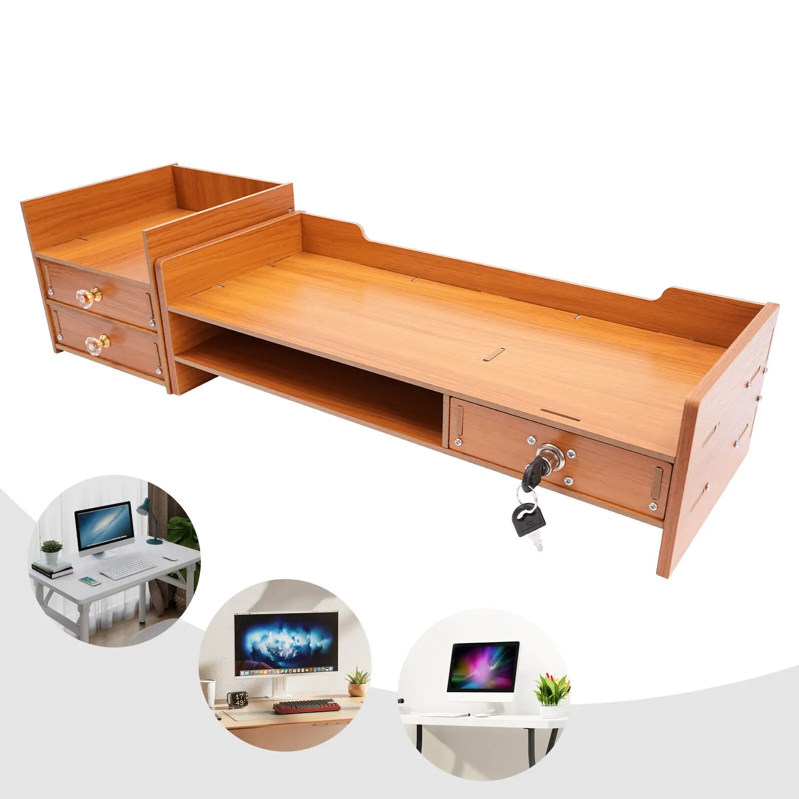 Wooden Monitor Stand Organizer - Image 3