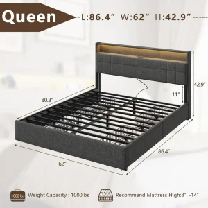 Modern Upholstered Storage Bed - Thumbnail Image 2