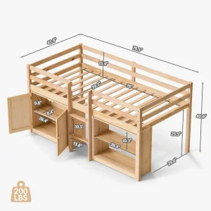 Twin Low Loft Storage Bed - Thumbnail Image 2