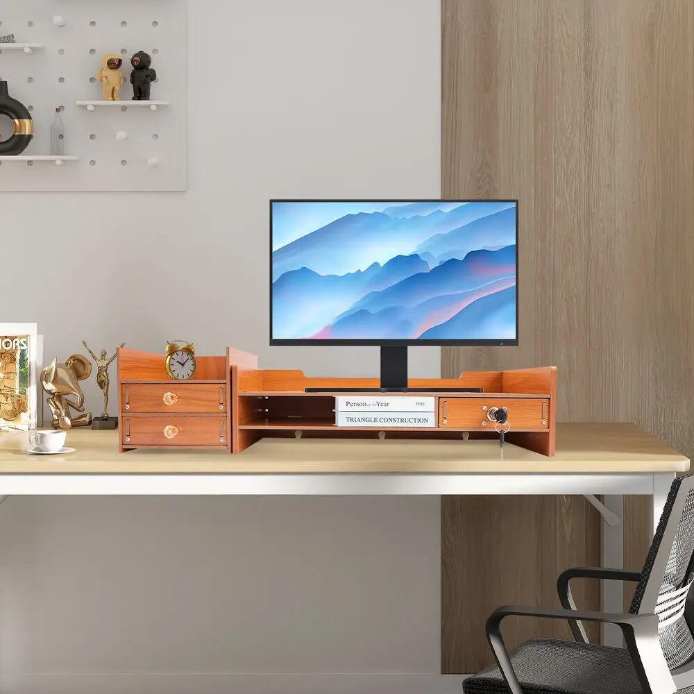 Wooden Monitor Stand Organizer - Image 1