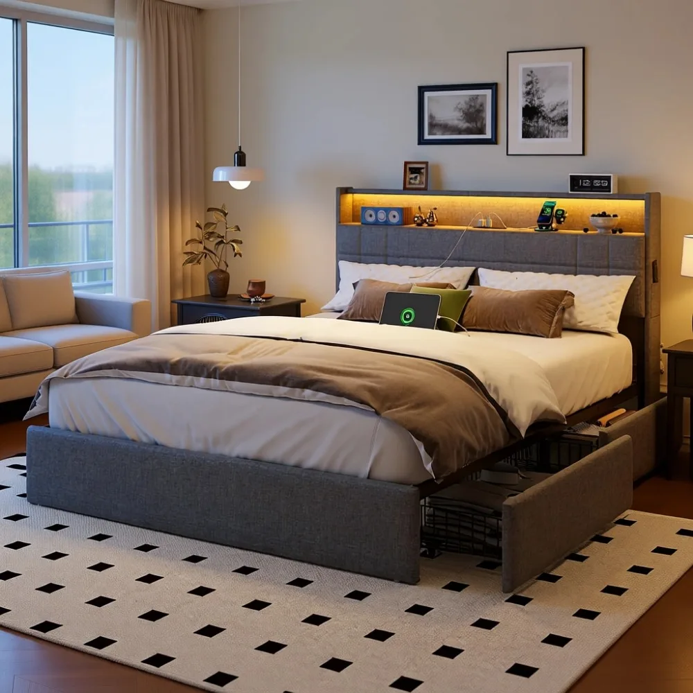 Modern Upholstered Storage Bed - Image 1