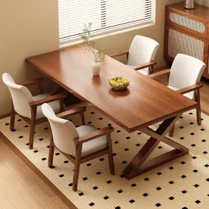Rustic Walnut Dining Table Set - Thumbnail Image 1
