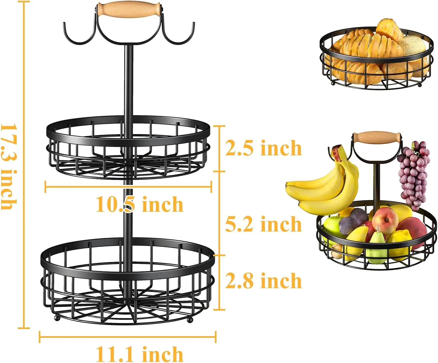 2-Tier Fruit Storage Basket - Image 2