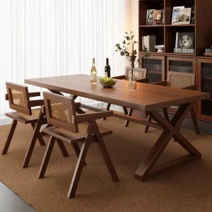 Rustic Walnut Dining Table Set - Thumbnail Image 2