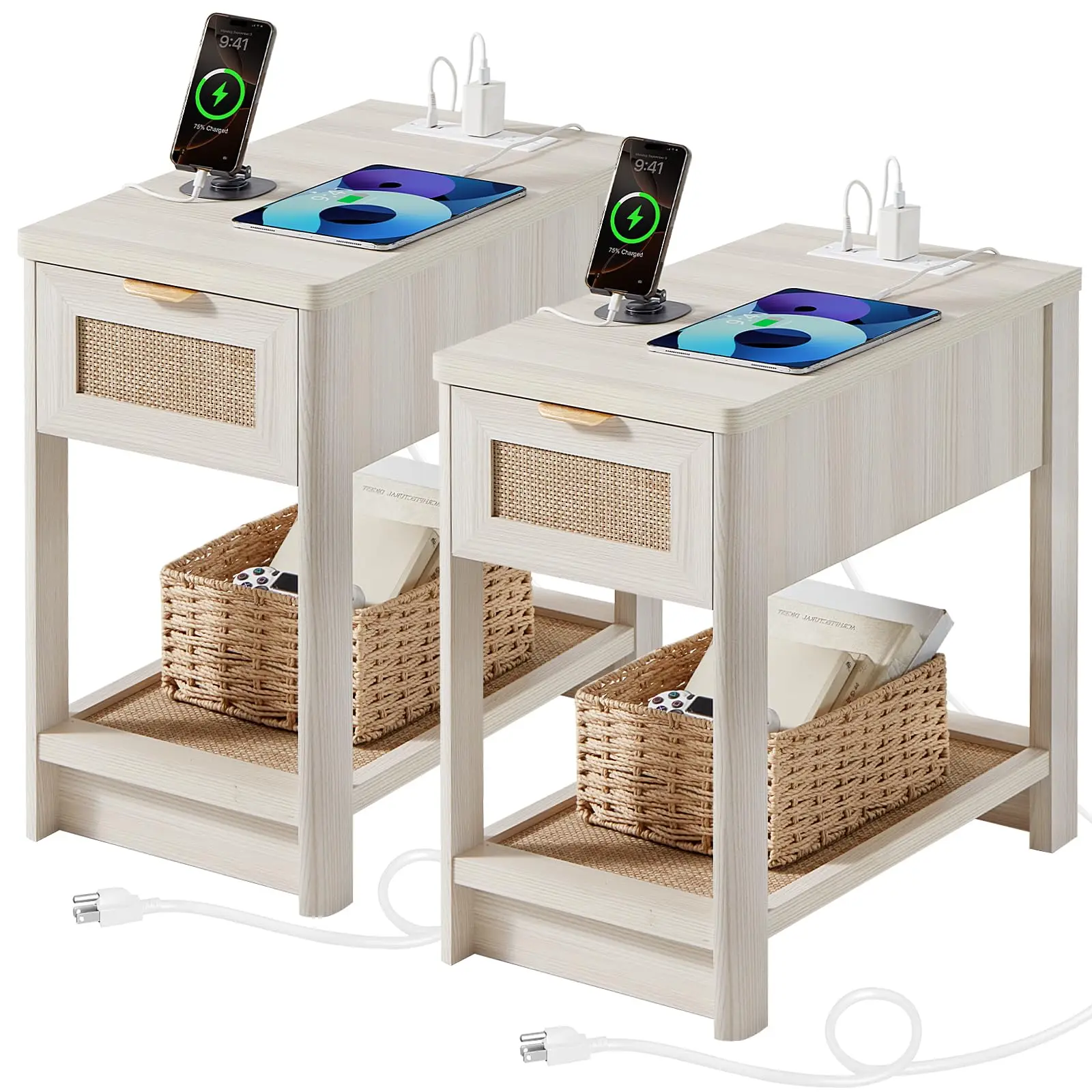 Boho Charging Nightstand Set - Image 1