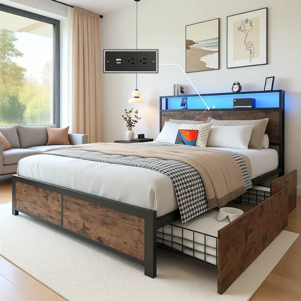 Vintage Storage Bed Frame - Image 1